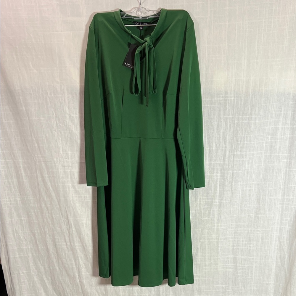 Eloquii Vibrant Green Long Sleeve Dress NWT